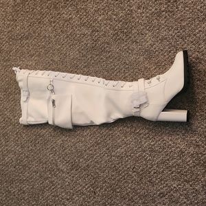 Thigh-high white size 11 boots